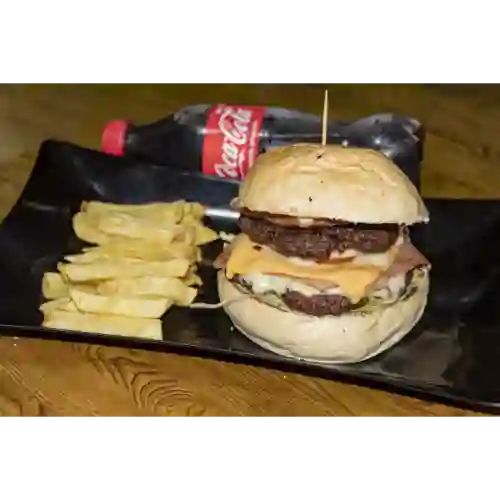 Hamburguesa Doble Carnes + Papita Frista