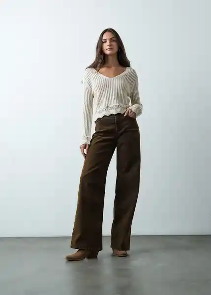 Jean Mujer Café Barbecho Oscuro Talla 6 492G088 Naf Naf