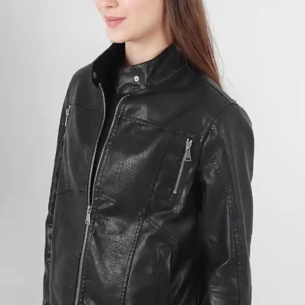 Chaqueta Biker Imitación Piel Negro M Fuera de Serie