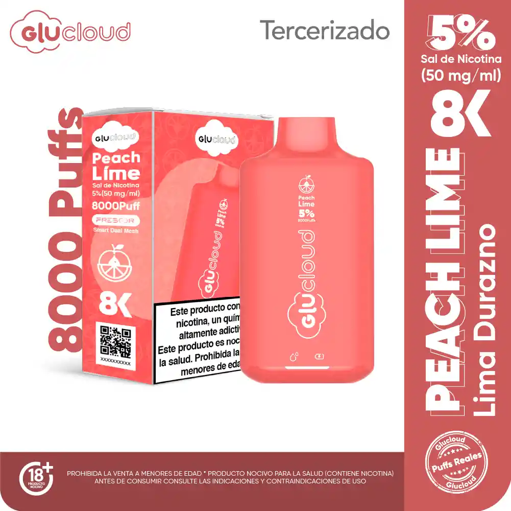 Glucloud Vape Peach Lime 8K / 8000 Puff