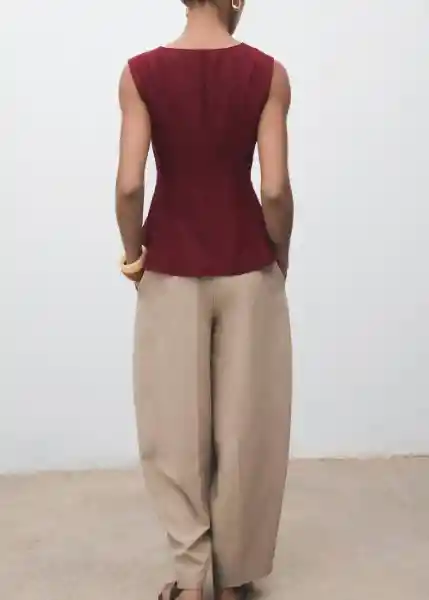 Top Pep Burdeos Talla S Mujer Mango