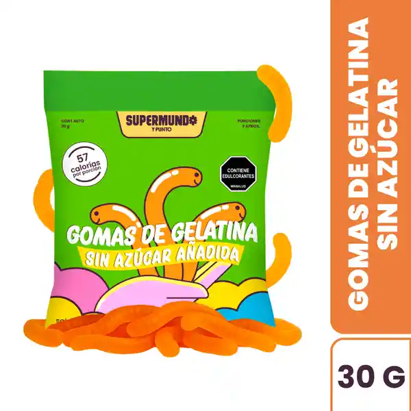 Goma de Gelatina Sin Azúcar Gusanitos Supermundo 15 g