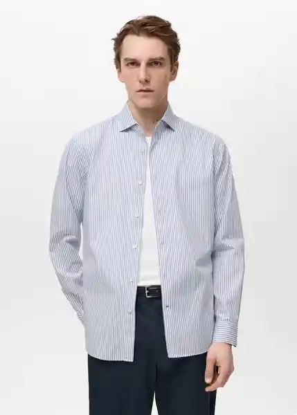 Camisa Donosti Azul Talla XS  Hombre Mango