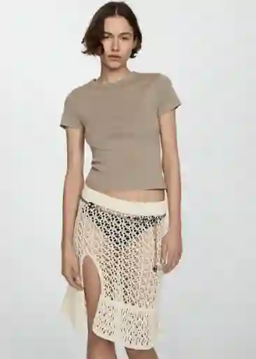 Camiseta Zani Beige Talla S Mujer Mango