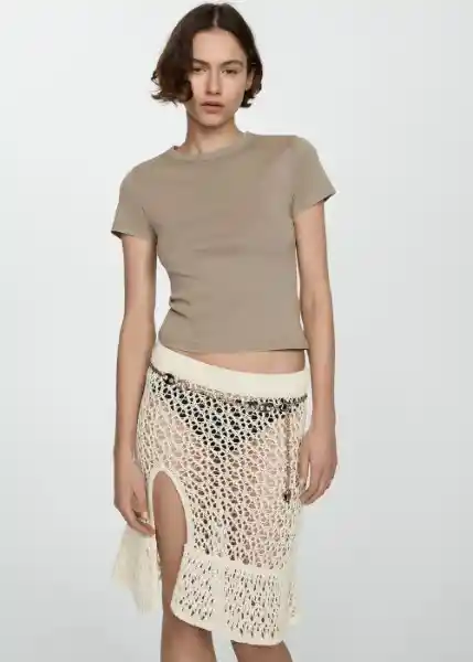 Camiseta Zani Beige Talla S Mujer Mango