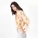 Blusa Cuello V Manga Larga Con Lazo Multicolor Talla S 694605