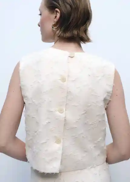 Top Floc Offwhite Talla S Mujer Mango