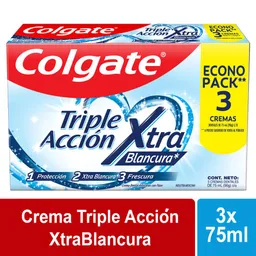 Crema Dental Colgate Triple Acción Xtra Blancura 75 ml x 3