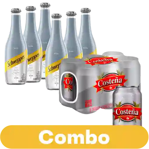 Combo Soda Schweppes 300 mL 6 Unds + Cerveza