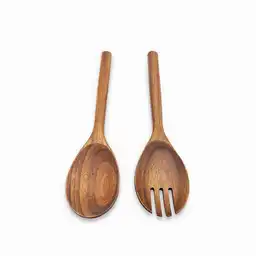 Set Servidora Ensalada Oval en Acacia Surtidas Ambiente Gourmet