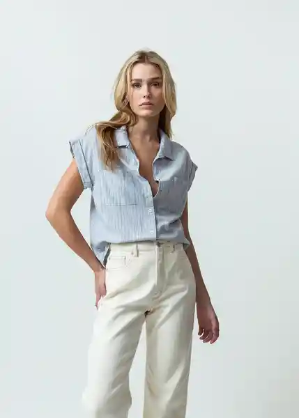 Camisa Martina Mujer Azul Zen Claro T L 012G303 Naf Naf