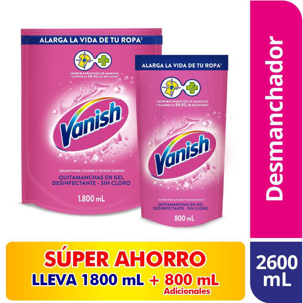 Desmanchador Vanish Rosa 1800 ml + 800 ml