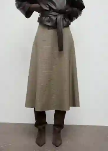 Falda Tiana Marrón Talla 38 Mujer Mango