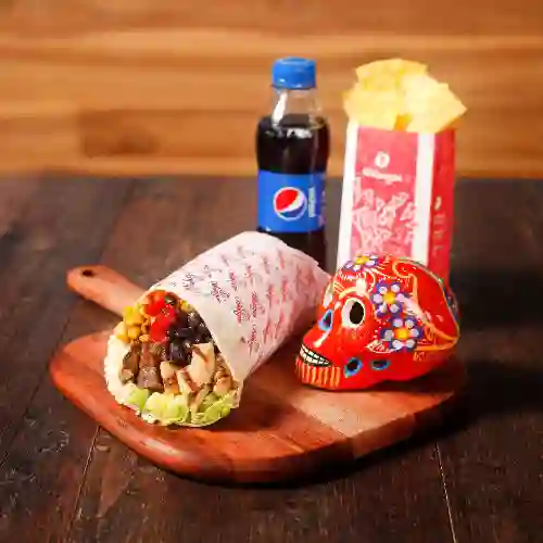 Burrito, Nachos y Bebida