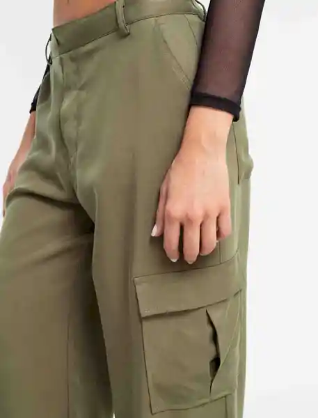 Pantalón Suit Verde Alcaparra Medio Talla 10 Naf Naf