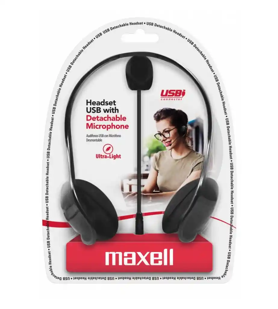 Audífono Diadema Usb Maxell Con Microfono Desmontable