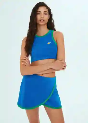 Top Ginko Azul Talla L Mujer Mango