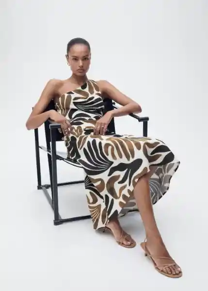 Vestido Nata Marrón Talla M Mujer Mango