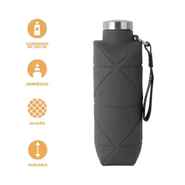 Botella Plástico de Silicona Portátil de Silver Grey Gris Miniso