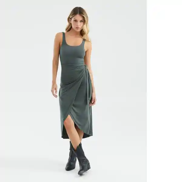 Vestido Midi Wrap Verde Andes Ultraoscuro Talla L Chevignon