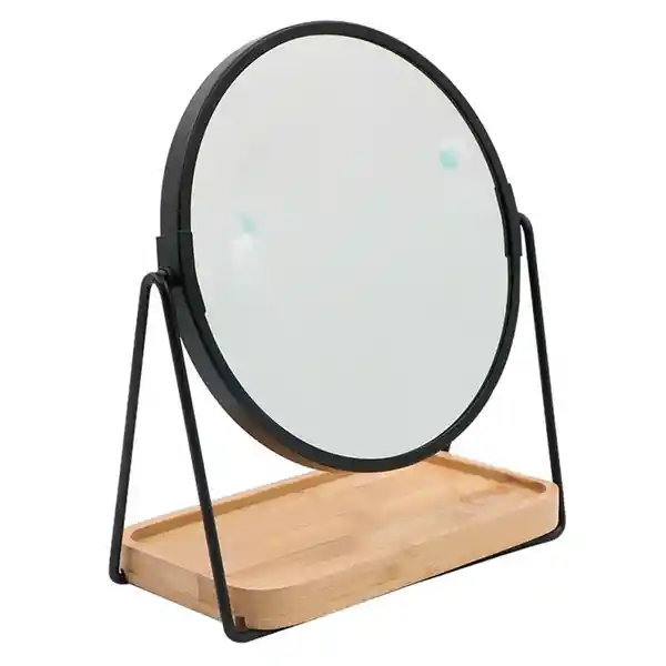 Cotidiana Espejo Redondo Metal/Bambú 21 x 18.5 x 10 cm