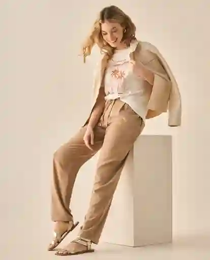 Pantalón Café Barro Medio Talla 6 133G007 Esprit