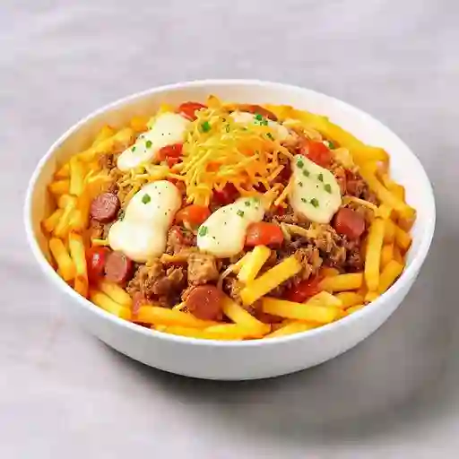 Salchipapa mixta grande