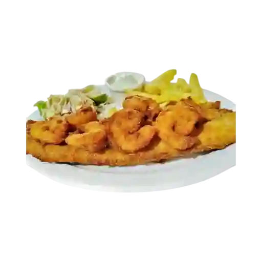 Chuleta con camarones apanados