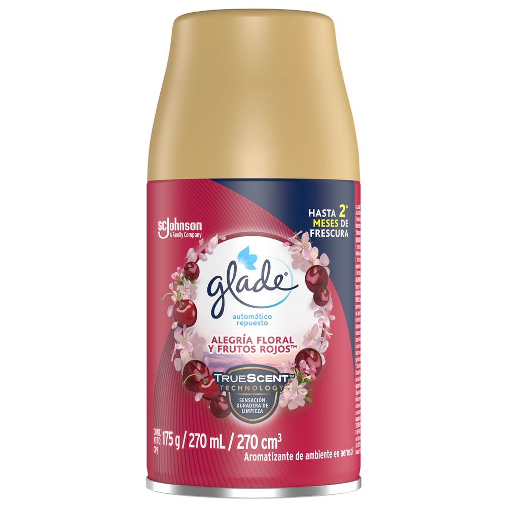Glade Ambientador Automático en Aerosol Aroma Alegría Floral y Frutos Rojos 175 g