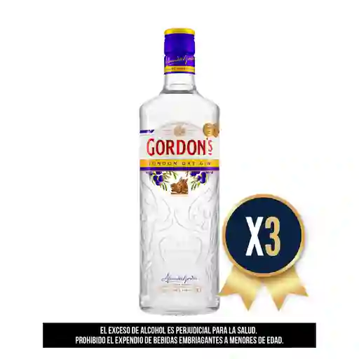 Ginebra Gordons London Dry Gin 700ml Combo X3