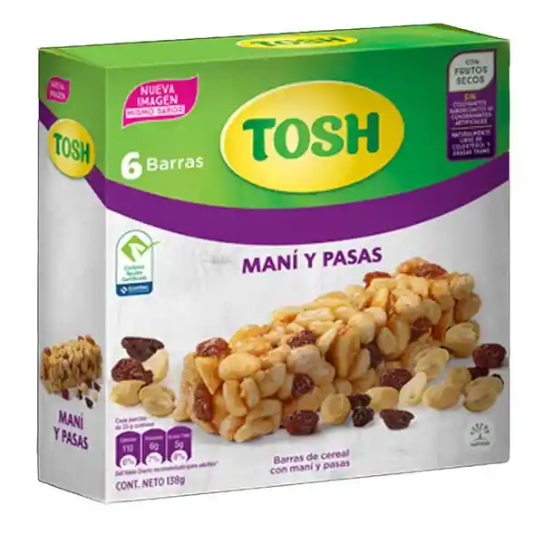 Tosh Cereal Barra Maní y Pasas