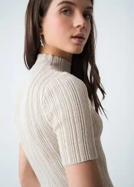 Suéter Tejido Mujer Beige Escarcha Claro Talla M 483G089 Naf Naf