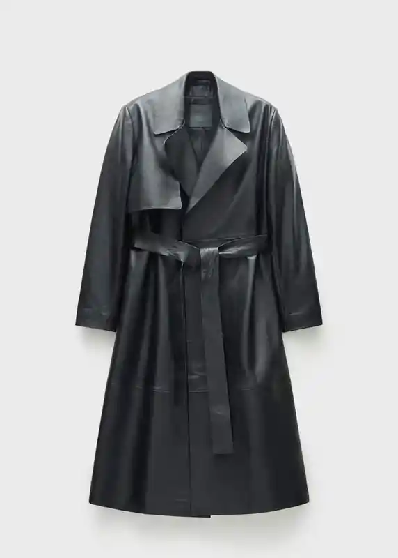 Abrigo Trench Moon Negro Talla L Mujer Mango