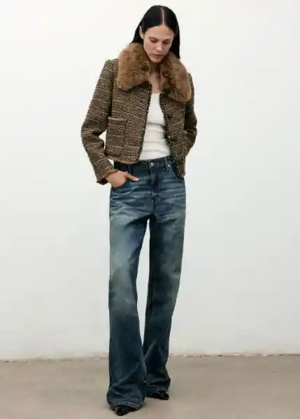 Chaqueta Pelete Marrón Talla XS Mujer Mango