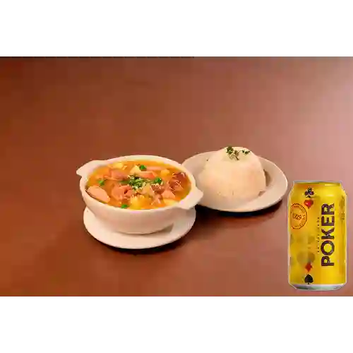 Combo Sopa Menudencias + Cerveza Poker Lta 330ml