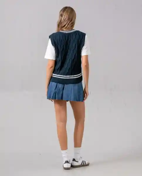 Falda Mujer Con Tablas Azul Morfo Oscuro Talla 10 44618 Rifle