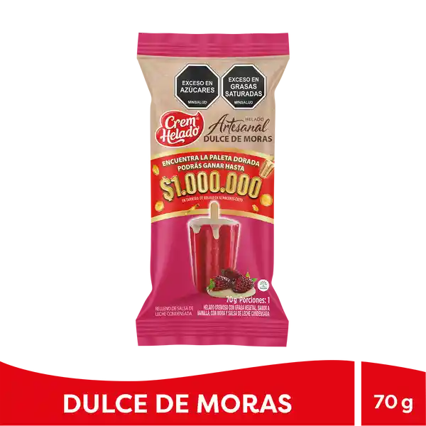 Crem Helado Artesanal Mora Leche Condensada 70 g