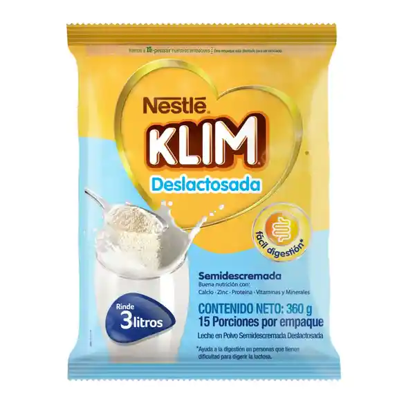 Leche en polvo KLIM Deslactosada x 360g