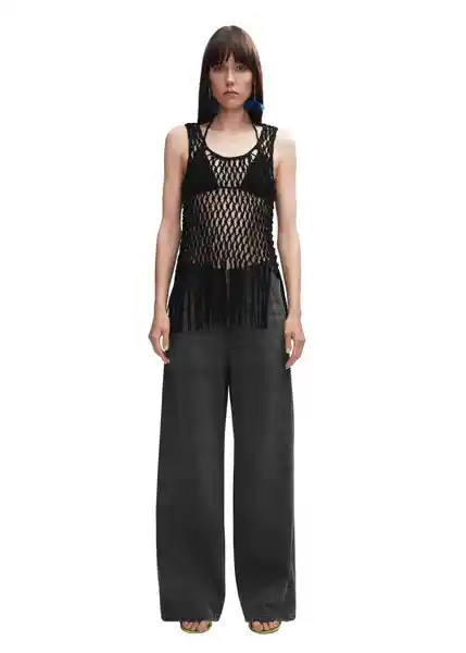 Top Sarea Negro Talla L Mujer Mango
