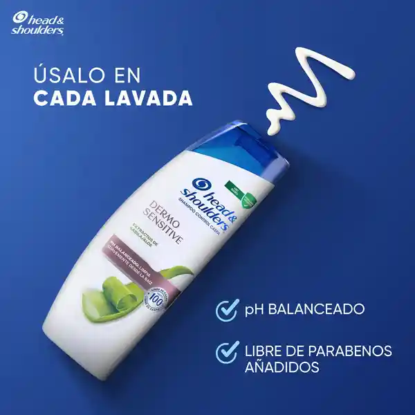 Shampoo Head Shoulders Dermo Sensitive Extractos de Sabila / Aloe Control Caspa Champu Head and Shoulders 180 ml