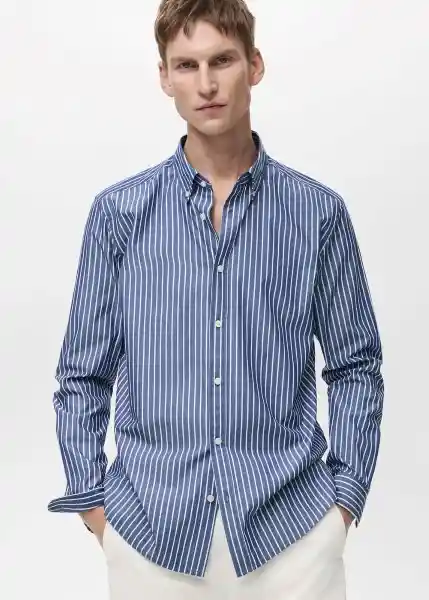 Camisa Pisa Navy Talla L Hombre Mango