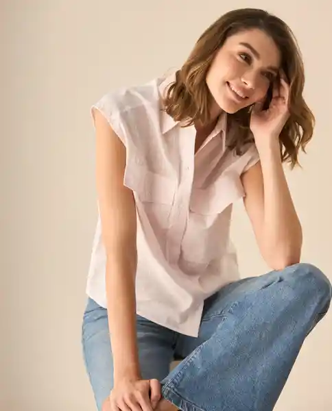 Camisa Rosa Papel Claro Talla L 113G012 Esprit