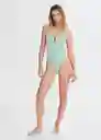 Traje del Bañador Rainy Verde Pastel Talla S Mujer Mango