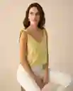 Camisa Amarillo Linaza Medio Talla S 611G006 Esprit
