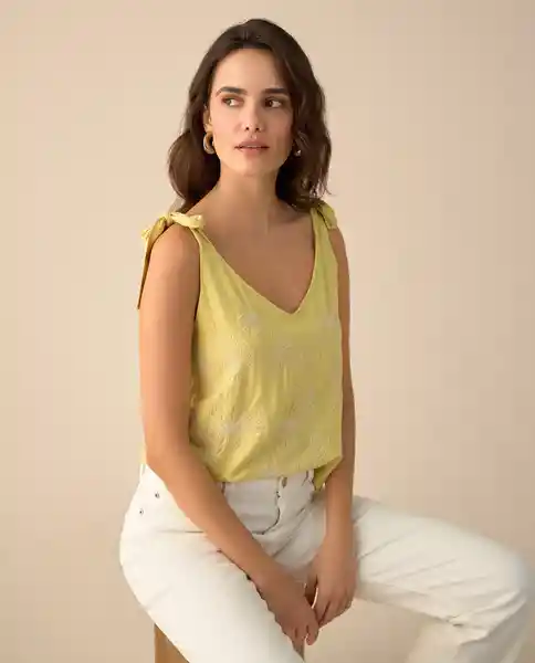 Camisa Amarillo Linaza Medio Talla S 611G006 Esprit