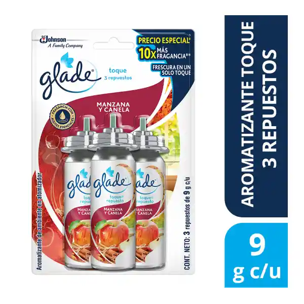 Glade Ambientador Toque Manzana - Canela 3 Unidades 27 g