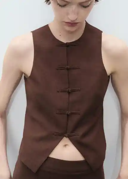 Chaleco Laguna Chocolate Talla S Mujer Mango