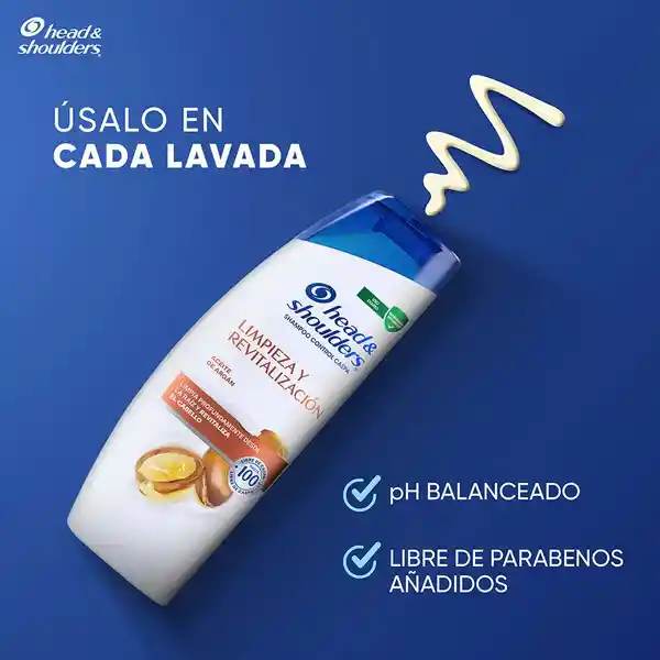 Shampoo Head Shoulders Limpieza y Revitalizacion Aceite de Argan Control Caspa Champu Head and Shoulders 375 ml + 180 ml Pack