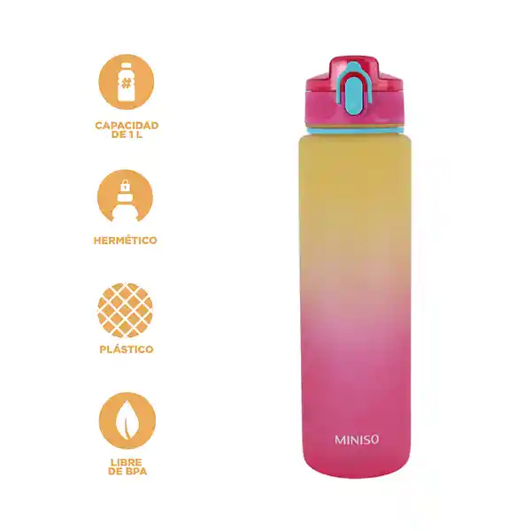 Vaso Plástico Con Correa Amarillo y Rosa 1 L Miniso