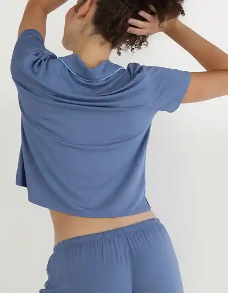 Camisa Pijama Aerie Azul Talla LARGE 1416417 American Eagle